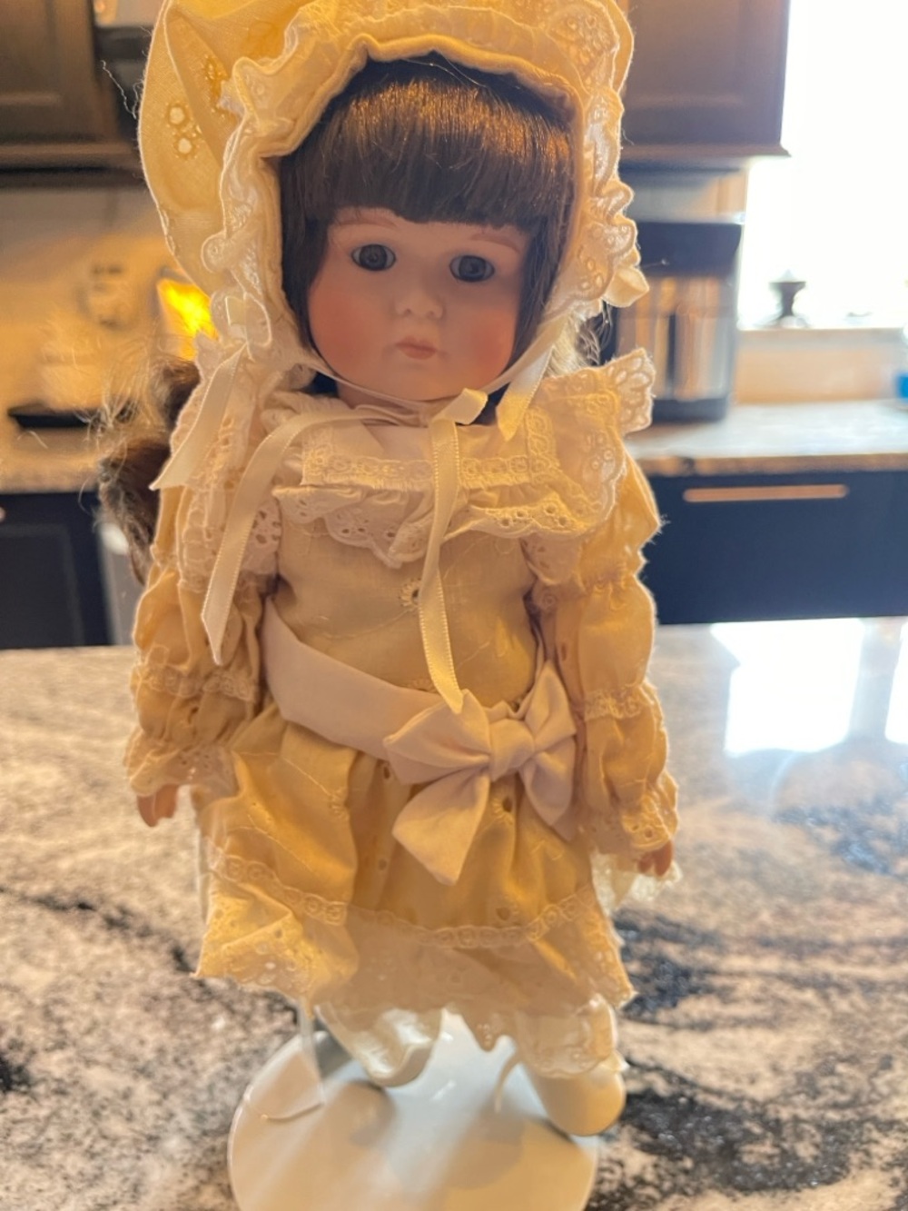 BRADLEY'S Porcelain Doll 15" Viviana In Good Condition With Stand